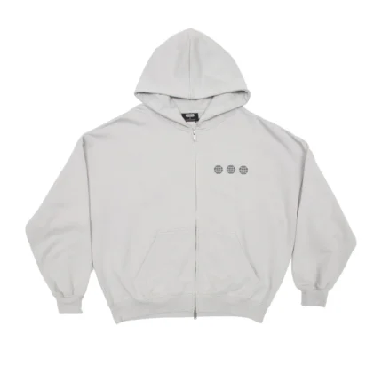 Triple World Zip Hoodie Pearl Grey