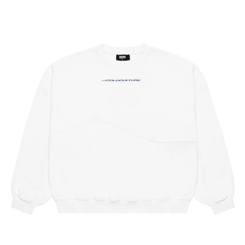 Worker-Patchwork-Crewneck-White.webp Cold Culture Worker Patchwork Crewneck White
